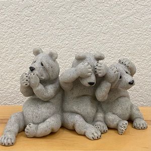 Quarry Critters UH OH Second Nature Design Bears See Hear Speak No Evil Figurine